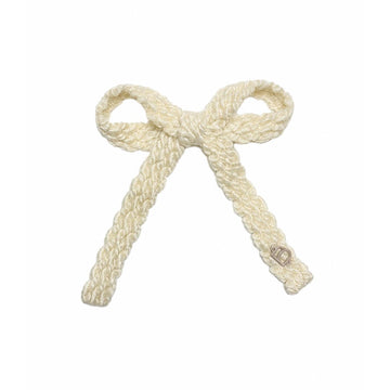 Bandeau Textured Wool Braid Cream Medium Bow Clip (Final Sale)