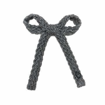 Bandeau Textured Wool Braid Gray Medium Bow Clip (Final Sale)