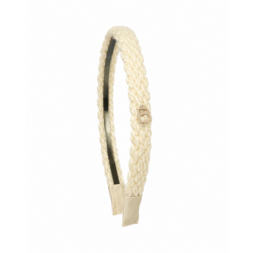 Bandeau Textured Wool Braid Cream Thin Flat Headband (Final Sale)