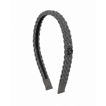 Bandeau Textured Wool Braid Gray Thin Flat Headband (Final Sale)