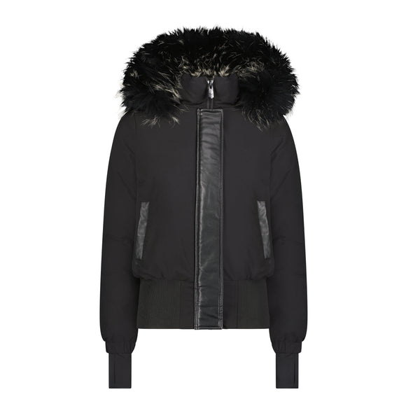 Scotch Bonnet Black Leather Down Middle Bomber Teen