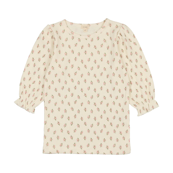 Analogie By Lil Legs Three Quarter Sleeve Tee Floral Cluster
