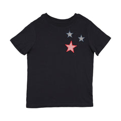 Bopop Navy Tee with 3 Pinstripe Stars - Short Sleeves (denim star collection)