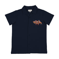 Bopop Navy Horse - Grandpa Tee Polo (Horse Emblem) TR155