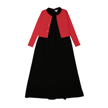 Bopop Sleeveless Maxi - Long with Red Cardigan (Robe Collection)