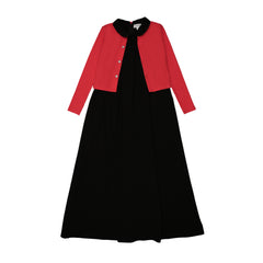Bopop Sleeveless Maxi - Long with Red Cardigan (Robe Collection)