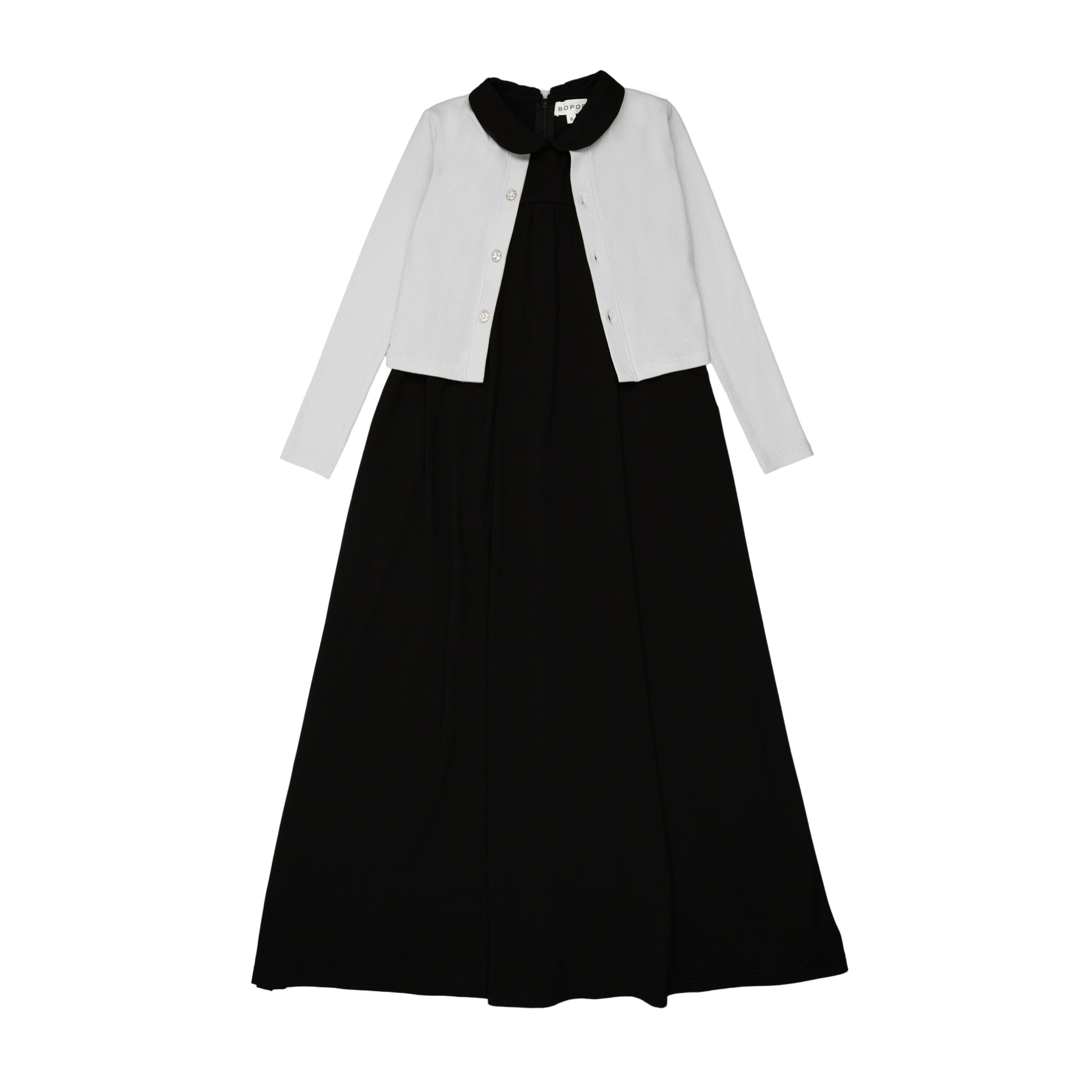Bopop Sleeveless Maxi - Long with White Cardigan (Robe Collection) | Buttons Bebe Bopop Sleeveless Maxi - Long with White Cardigan (Robe Collection) | Buttons Bebe
