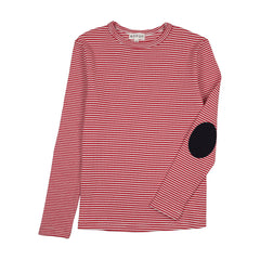 Bopop Pinstripe Patch - Red -Girls Tee Shirts TR241