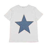 Bopop White Tee - Denim Star Short Sleeve TR247