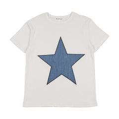 Bopop White Tee - Denim Star Short Sleeve TR247