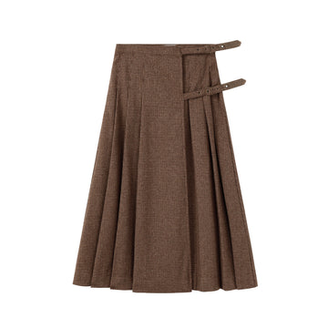 Nou Nelle Teen Wool Plaid Brown Skirt