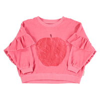 Piupiuchick Strawberry Pink W/ Red Apple Print Terry Cotton Sweatshirt