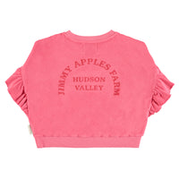 Piupiuchick Strawberry Pink W/ Red Apple Print Terry Cotton Sweatshirt