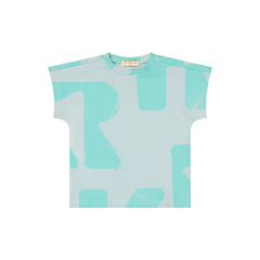 RetroKid Blue Green Tess Logo All Over Boys Tee