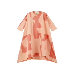 RetroKid Pink Coral Tess Logo All Over Full Hi Low Dress (3/4 Sleeve)