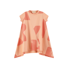 RetroKid Pink Coral Tess Logo All Over Full Hi Low Dress (Short Sleeve)