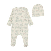 Bee & Dee Ivory Girls Toile Collection Footie with Beanie