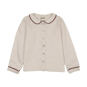 Secolo Trimmed Collar Blouse - Ivory & Rose