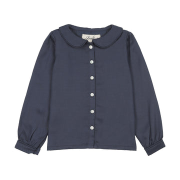 Secolo Trimmed Collar Blouse - Navy