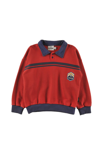 Loud Apparel Winter Polo Sweater - Red Washed (UJ02)