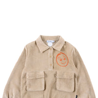 Loud Apparel Tan/Burnt Orange Blouse Cargo Pockets