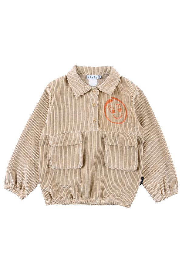 Loud Apparel Tan/Burnt Orange Blouse Cargo Pockets