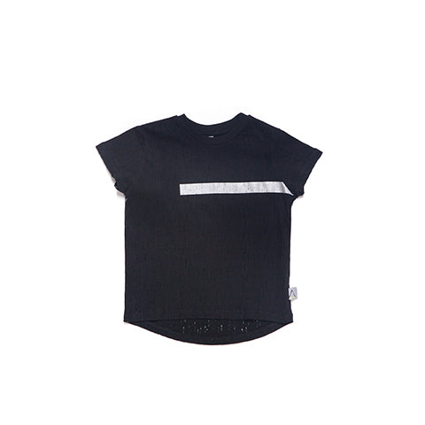 Nasha Black Long Sleeve T-shirt With White Stripe