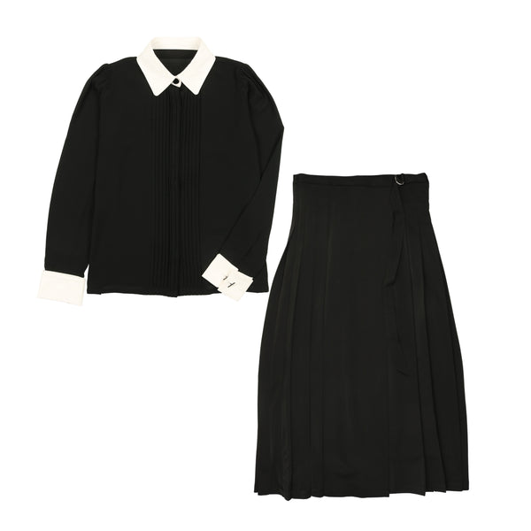 Coco Blanc Black Long Pleated Skirt