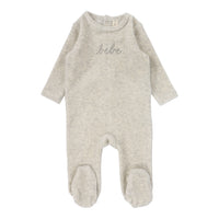 Lilette By Lil Legs Velour Bebe Footie Heather Oatmeal