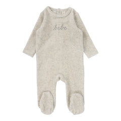 Lilette By Lil Legs Velour Bebe Footie Heather Oatmeal