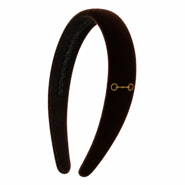 Bandeau Velvet Gold Embroidery Brown Classic Headband (Final Sale)