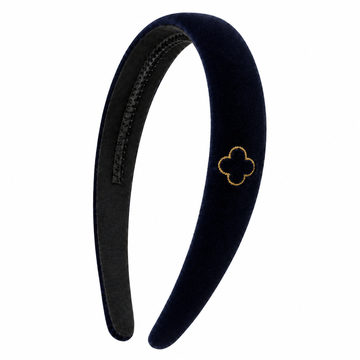 Bandeau Velvet Gold Embroidery Navy Classic Headband (Final Sale)