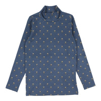 Analogie By Lil Legs Vintage Floral Mockneck Off Blue