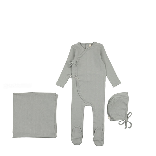 Lilette By Lil Legs Vine Pointelle Layette Set Blue