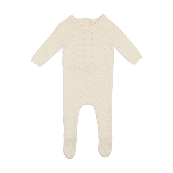 Lilette By Lil Legs Vintage Knit Footie Cream