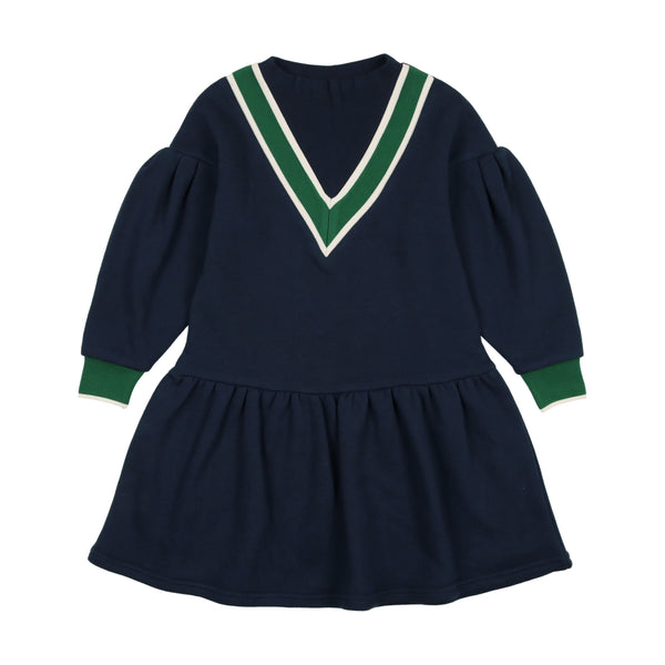 Lil Legs Varsity Sweatshirt Dress Navy