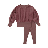 Analogie By Lil Legs Velour Girls Set Dusty Plum