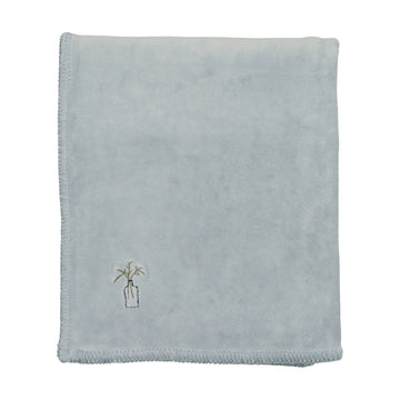 Bee & Dee Velour Embroidered Edge -Cloud Blue Blanket