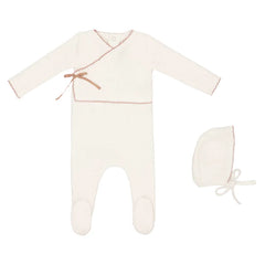 Mini Label Classic Girl Velour Kimono Footie and Hat