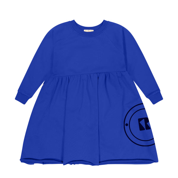 Retrokid Cobalt Velour Stamped Slanted Twirl Dress