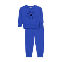 Retrokid Cobalt Velour Stamped Sweatshirt Set (Top + Pants)