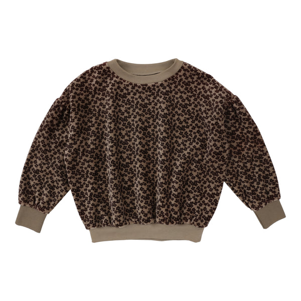 Analogie By Lil Legs Velour Sweatshirt Girl Taupe Floral