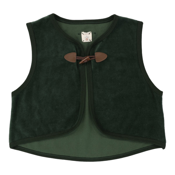 Analogie By Lil Legs Velour Toggle Vest Green