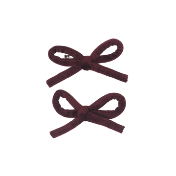 Bandeau Burgundy Velvet Rope Mini Bow Clip Set- Final Sale