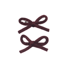 Bandeau Burgundy Velvet Rope Mini Bow Clip Set- Final Sale