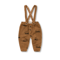 Sproet & Sprout Mustard Baby Suspender Sweatpants Oldtimer Print