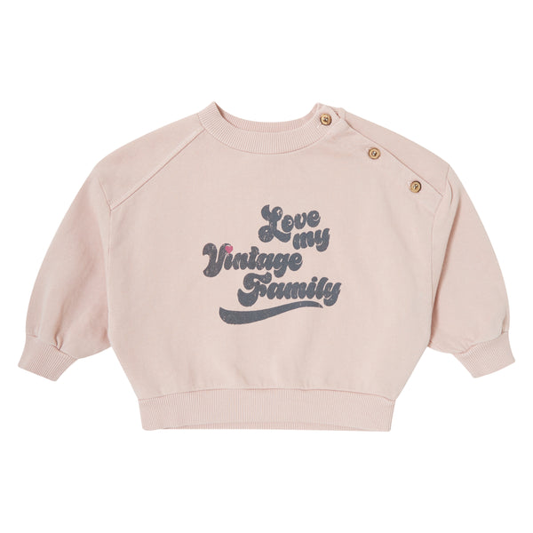 Tocoto Vintage Pink Baby Sweatshirt " Love My Vintage Family"