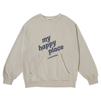 Tocoto Vintage Brown Pockets Sweatshirt " My Happy Place"