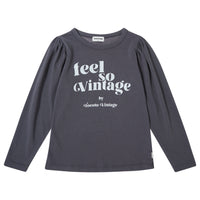 Tocoto Vintage Dark Grey Girl T-Shirt "Feel So Vintage"