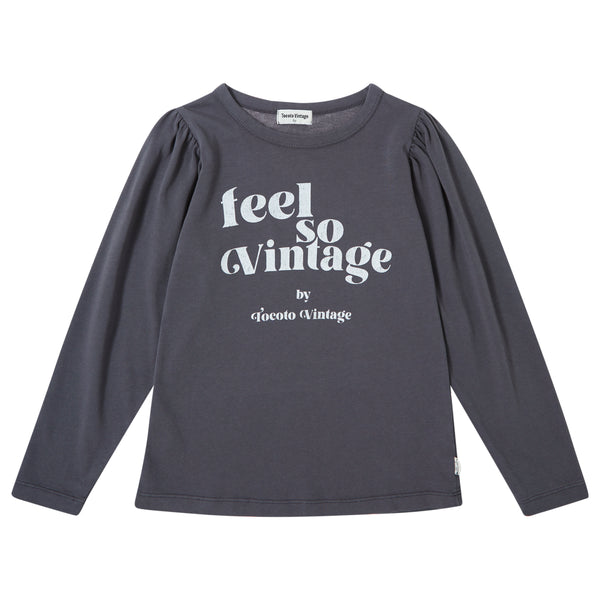 Tocoto Vintage Dark Grey Girl T-Shirt "Feel So Vintage"